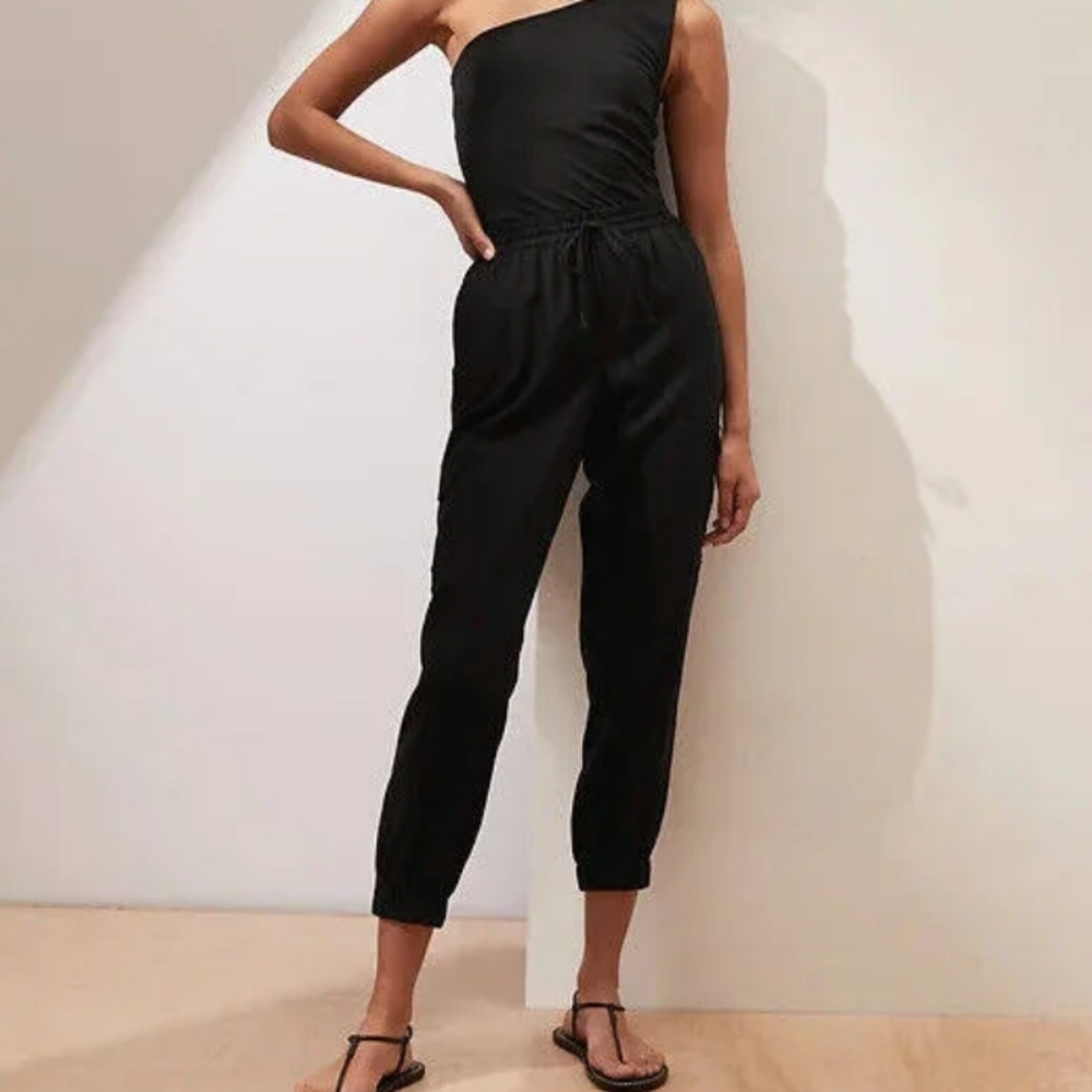 Banana Republic Petite Cargo Linen Black Pants Size XXS